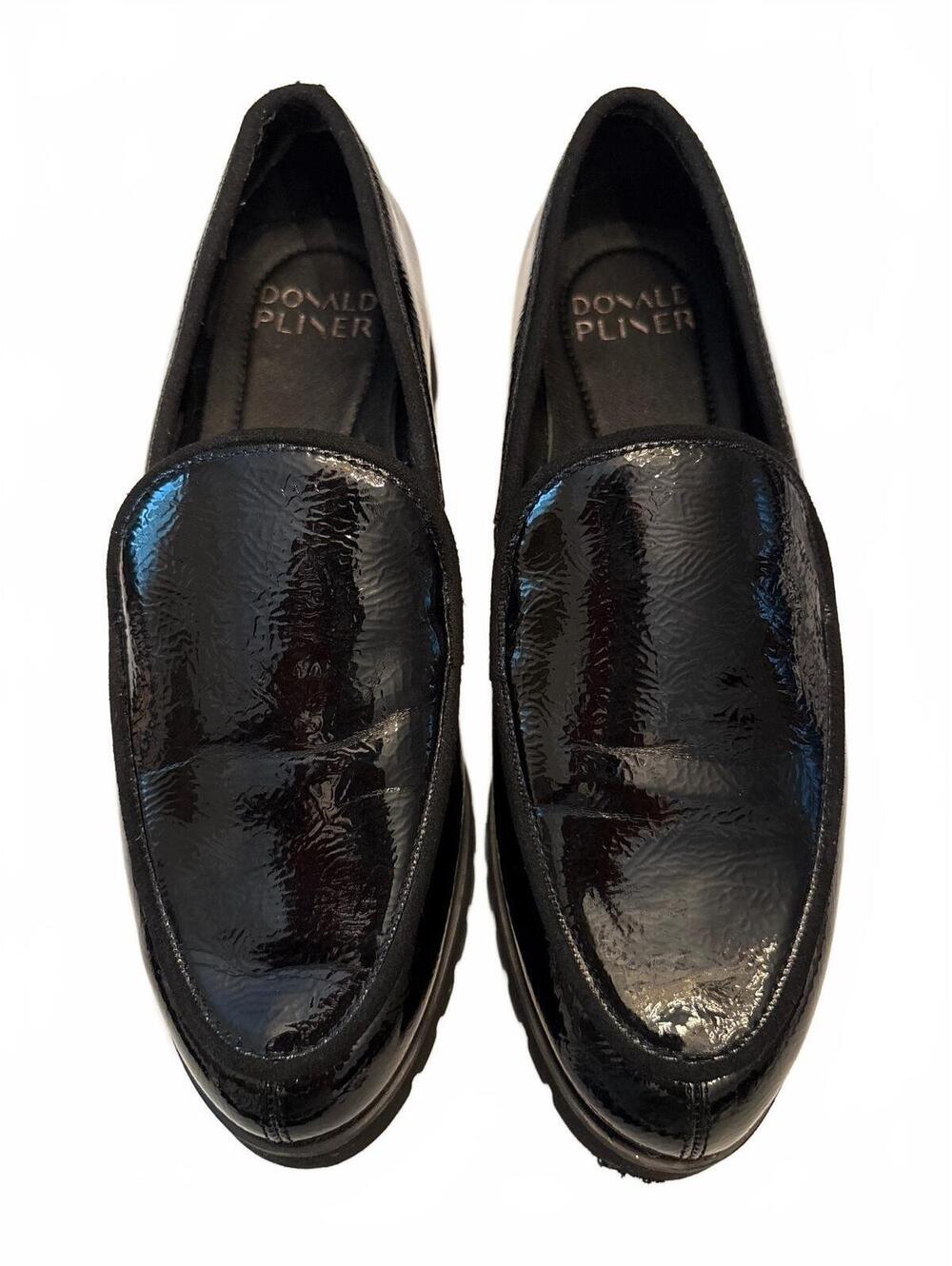 Donald J. Pliner Black Patent Belgian-style Loafers 8M